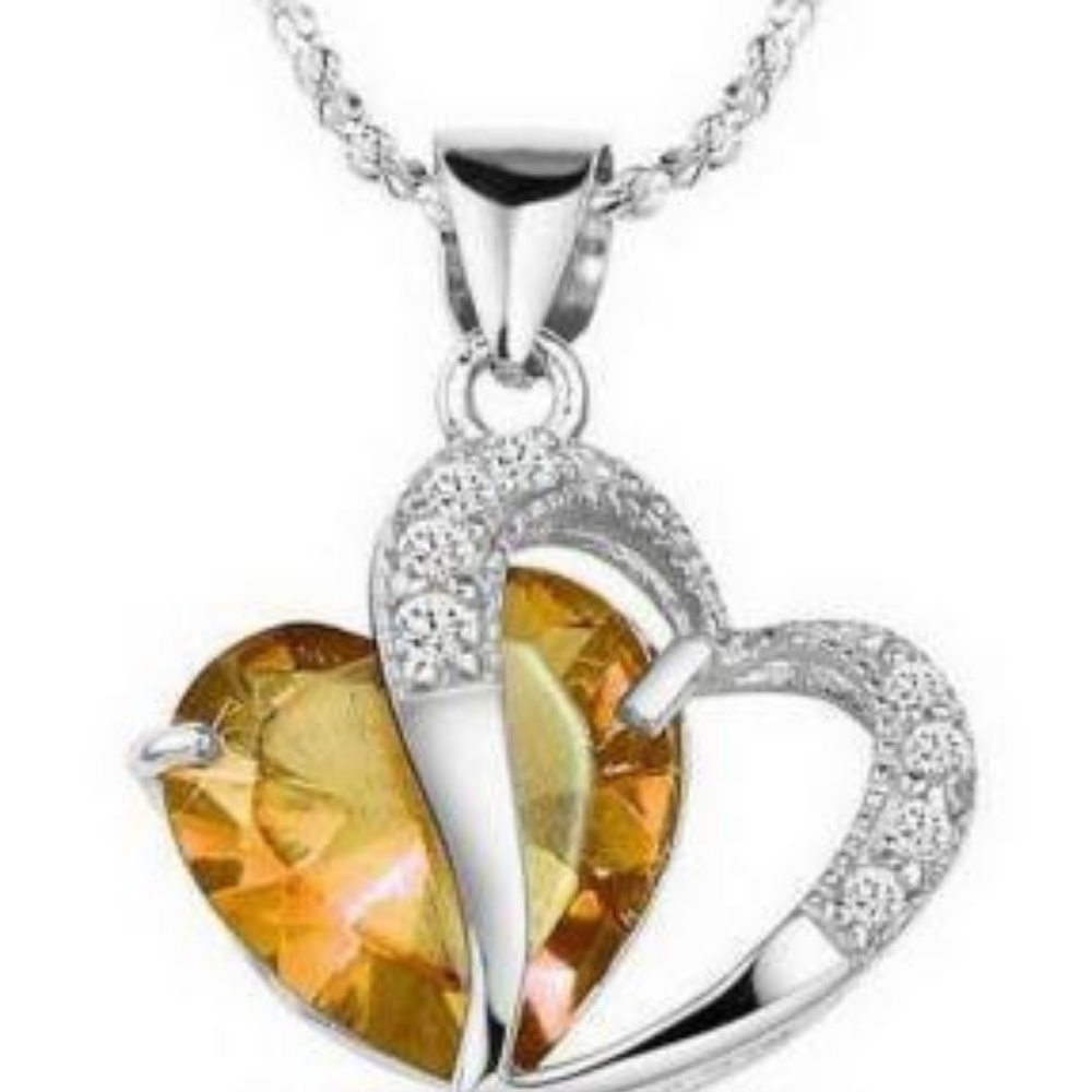 Open Heart Necklace Yellow